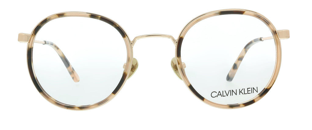 Calvin Klein CK18107 665 Peach Tortoise Round Eyeglasses