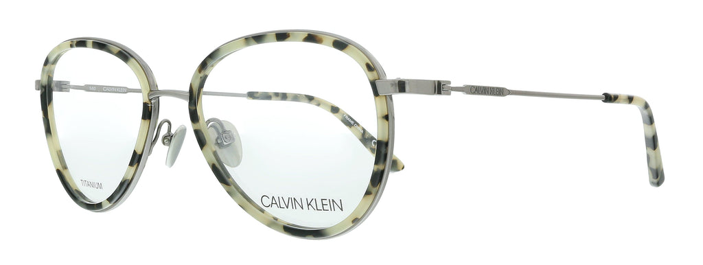 Calvin Klein  Cream Tortoise Aviator Eyeglasses