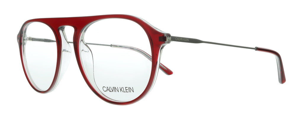 Calvin Klein  Crystal Oxblood/Grey Round Eyeglasses