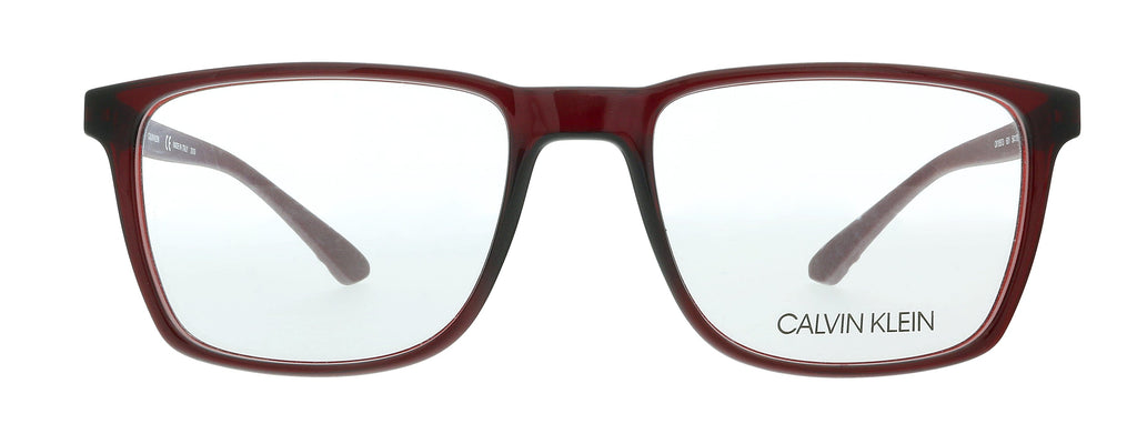Calvin Klein CK19573 601 Crystal Deep Red Modified Rectangle Eyeglasses
