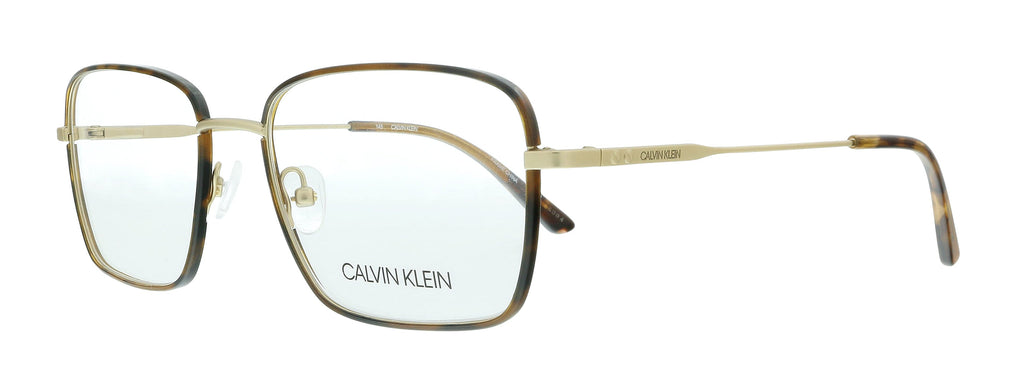 Calvin Klein  Khaki Tortoise Modified Rectangle Eyeglasses