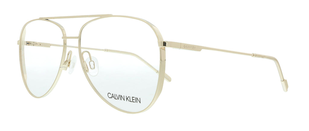 Calvin Klein  Shiny Gold Aviator Eyeglasses