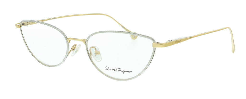 Salvatore Ferragamo  Palladium/Gold Oval Eyeglasses