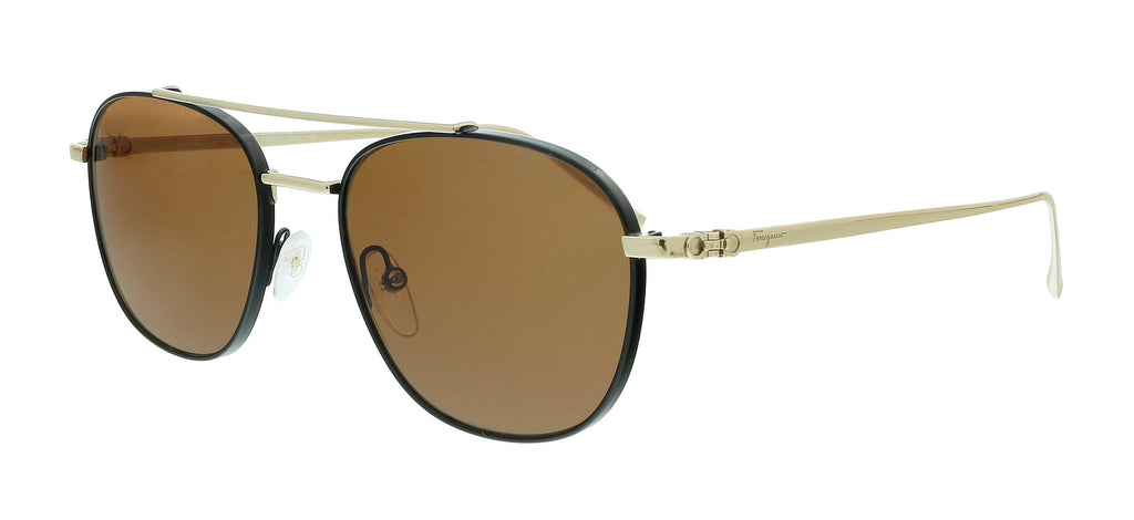 Salvatore Ferragamo  Shiny Gold/Black Aviator Sunglasses