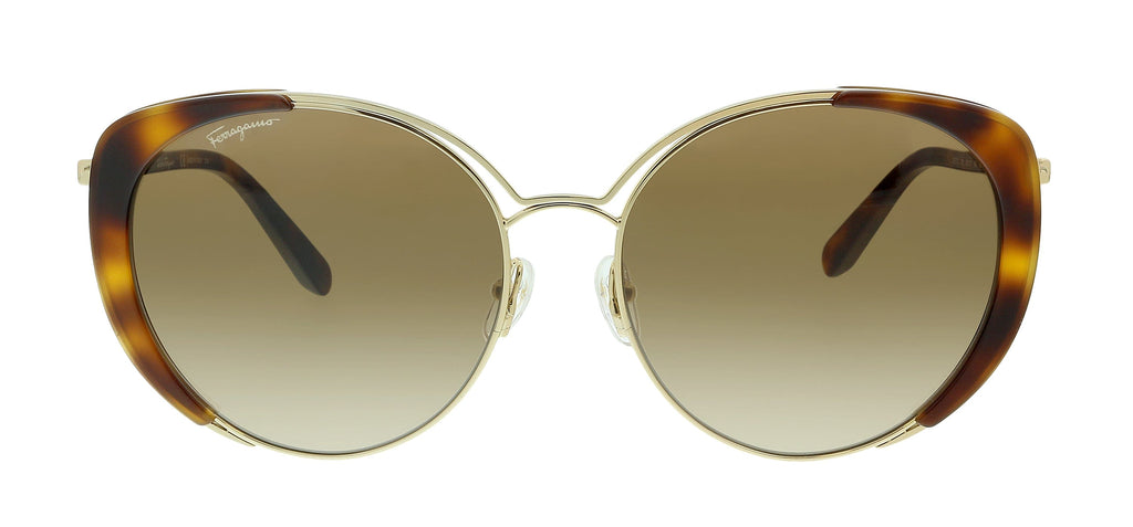 Salvatore Ferragamo SF207S 723 Gold/Tortoise Round Sunglasses