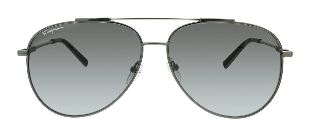 Salvatore Ferragamo SF265S 037 Dark Ruthenium/Black Aviator Sunglasses