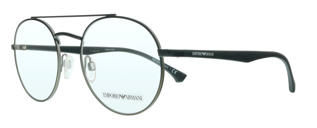 Emporio Armani  Matte Black & Gunmetal Round Eyeglasses