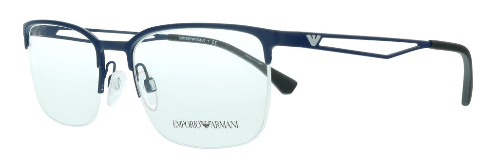 Emporio Armani  Matte Blue Rectangle Eyeglasses