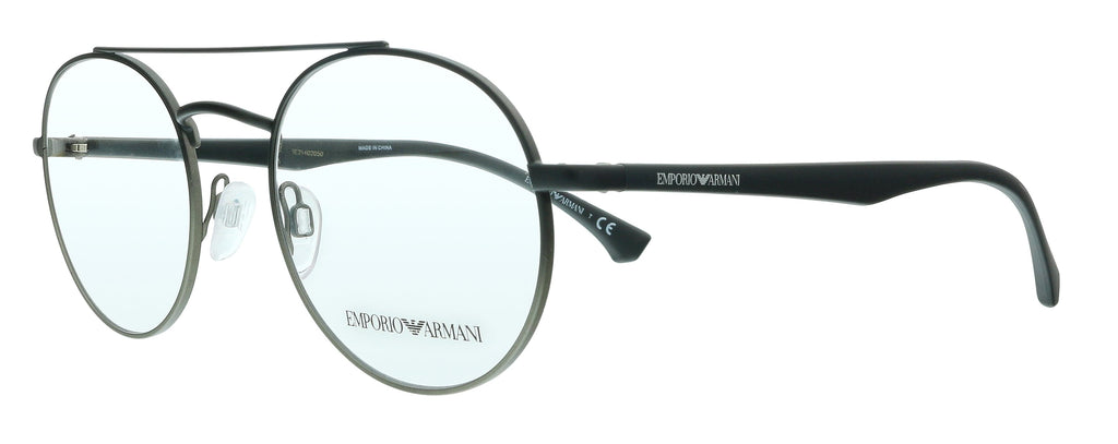 Emporio Armani  Matte Black & Gunmetal Round Eyeglasses