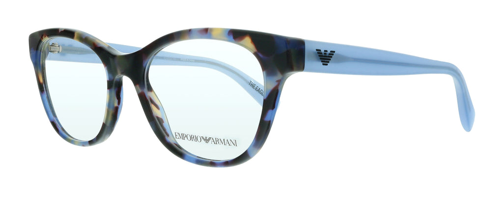 Emporio Armani  Shiny Blue Havana Cat Eye Eyeglasses