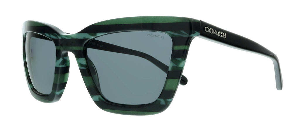 Coach  Emerald Glitter Varsity Stripe Square Sunglasses