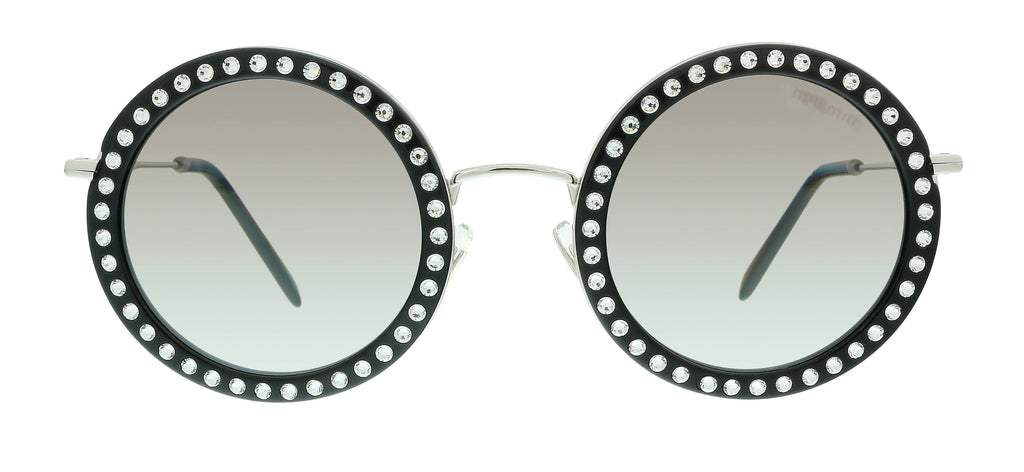 Miu Miu 0MU 59US 1525O0 Core Black Round Sunglasses