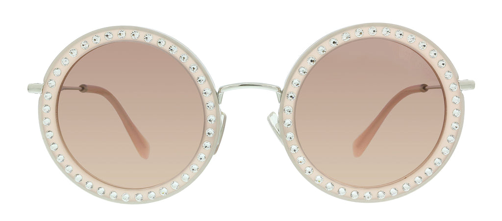 Miu Miu 0MU 59US 1530A5 Core Opal Pink Round Sunglasses