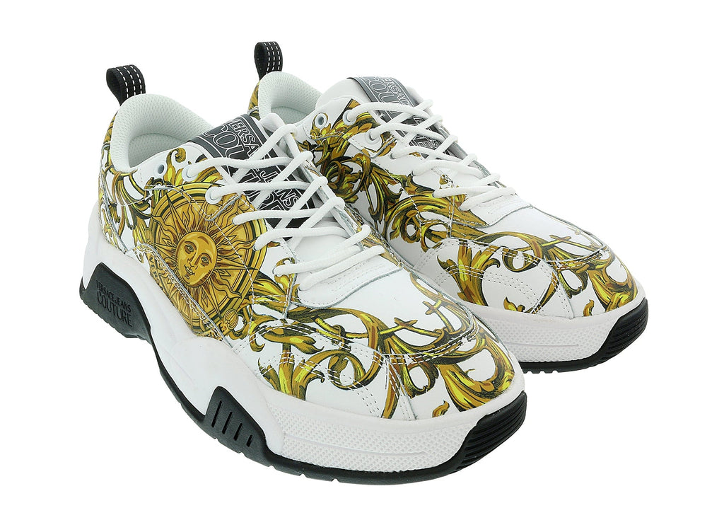 Versace Jeans Couture White Gold  Athletic Medusa Fashion Chunky Sneakers-
