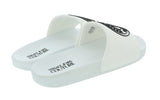 Versace Jeans Couture White Logo Print Wide Strap Slide-