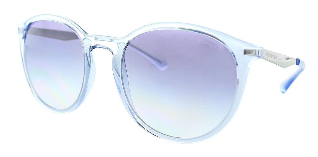 Emporio Armani  Shiny Transparent Blue Phantos Round Sunglasses