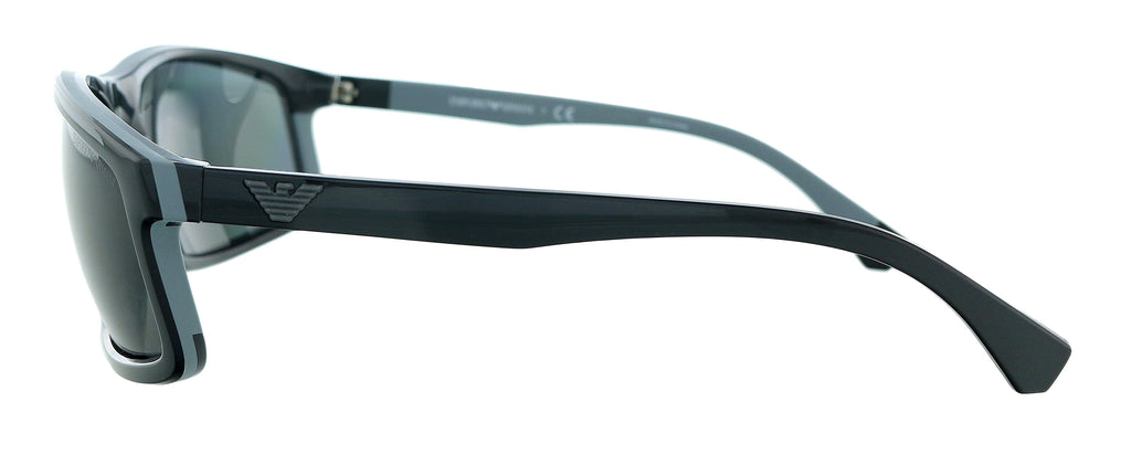 Emporio Armani 0EA4144 500187 Shiny Black & Rubber Grey Rectangle Sunglasses