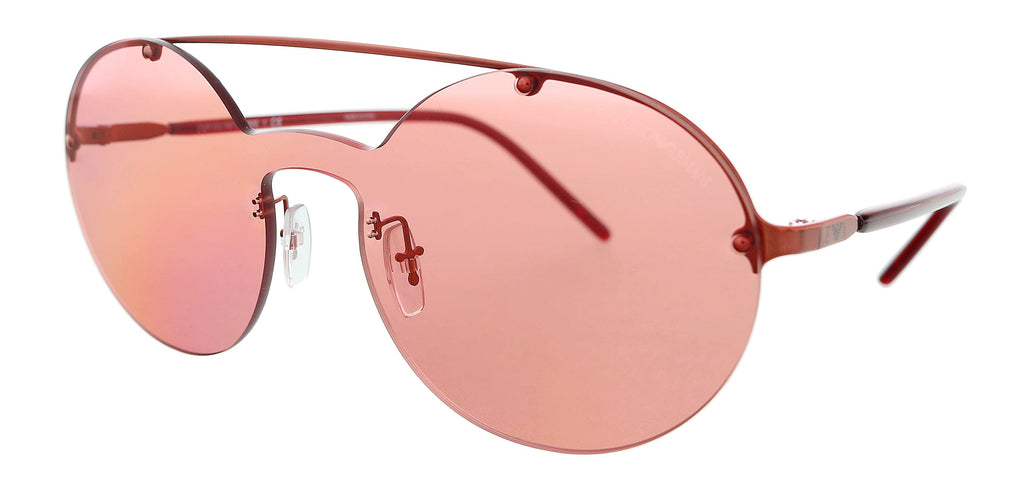 Emporio Armani  Shiny Pink  Irregular Rimless Aviator Sunglasses