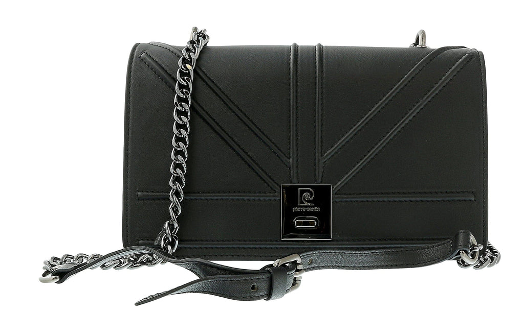 Pierre Cardin Black Leather Small Structured Shoulder Bag