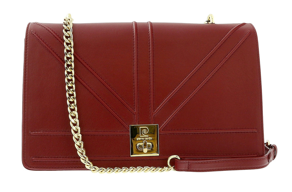 Pierre Cardin Burgundy  Leather Medium Structured Shoulder Bag