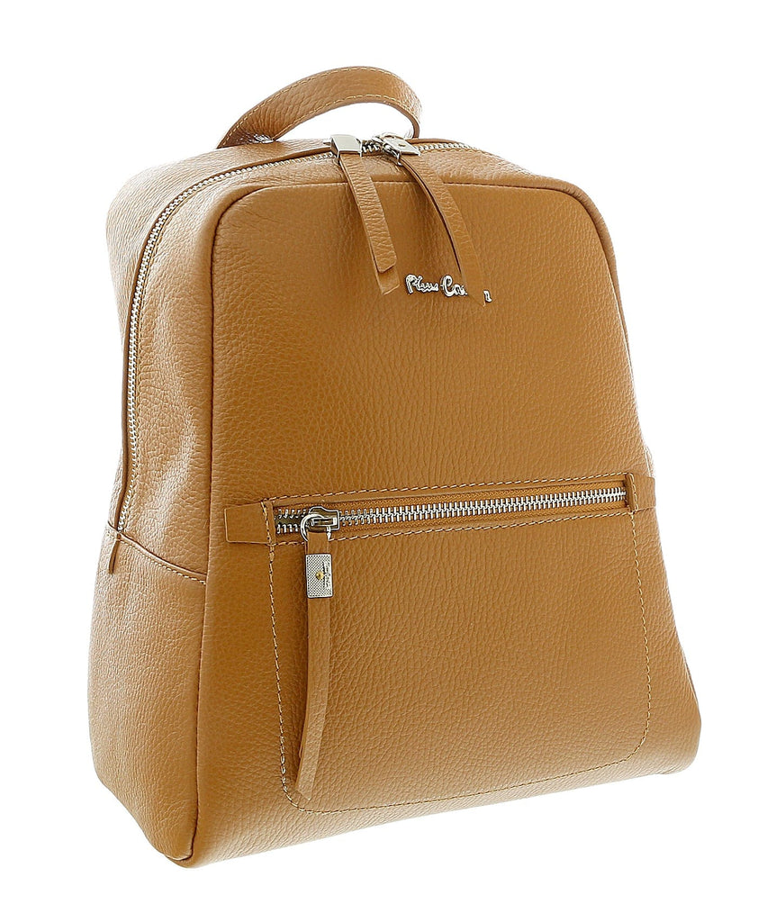 Pierre Cardin Camel Leather Classic Medium Fashion Backpack
