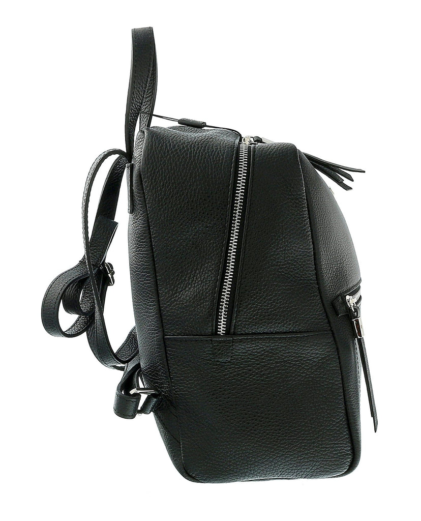 Pierre Cardin Black Leather Classic Medium Fashion Backpack