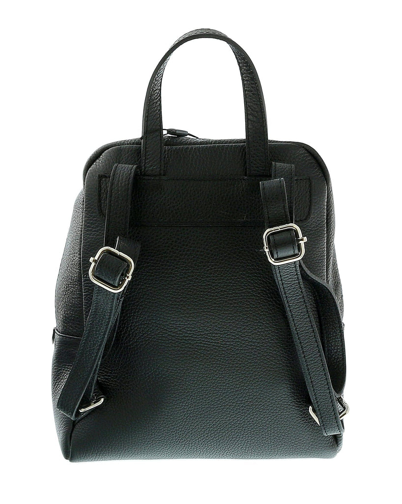 Pierre Cardin Black Leather Classic Medium Fashion Backpack
