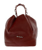 Pierre Cardin Burgundy  Leather Curb Chain Embellished Medium Bucket Bag