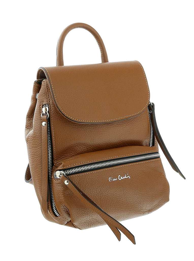 Pierre Cardin Brown Leather Small Fashion Backpack
