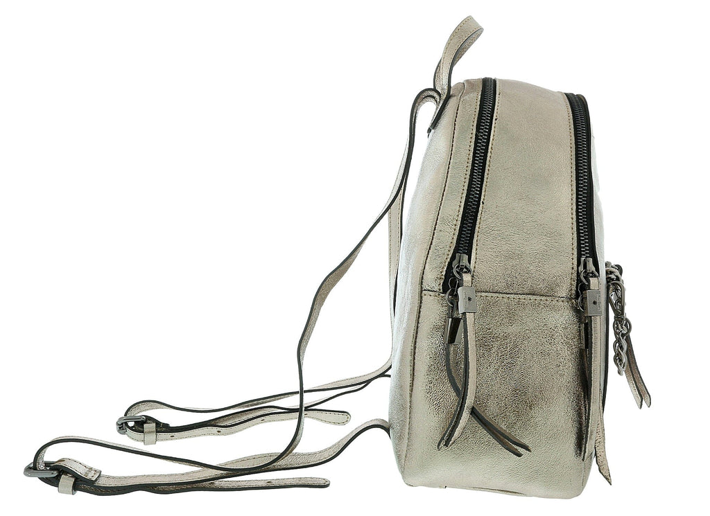 Pierre Cardin Silver Leather Medium Metallic Backpack