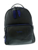 Pierre Cardin Black Leather Classic Medium Double Zip Fashion Backpack