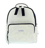 Pierre Cardin White Leather Classic Medium Double Zip Fashion Backpack