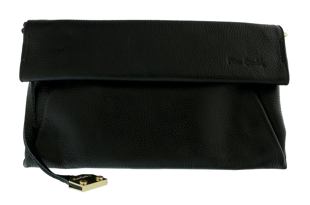 Pierre Cardin Black Leather Small Slouchy Fashion Clutch