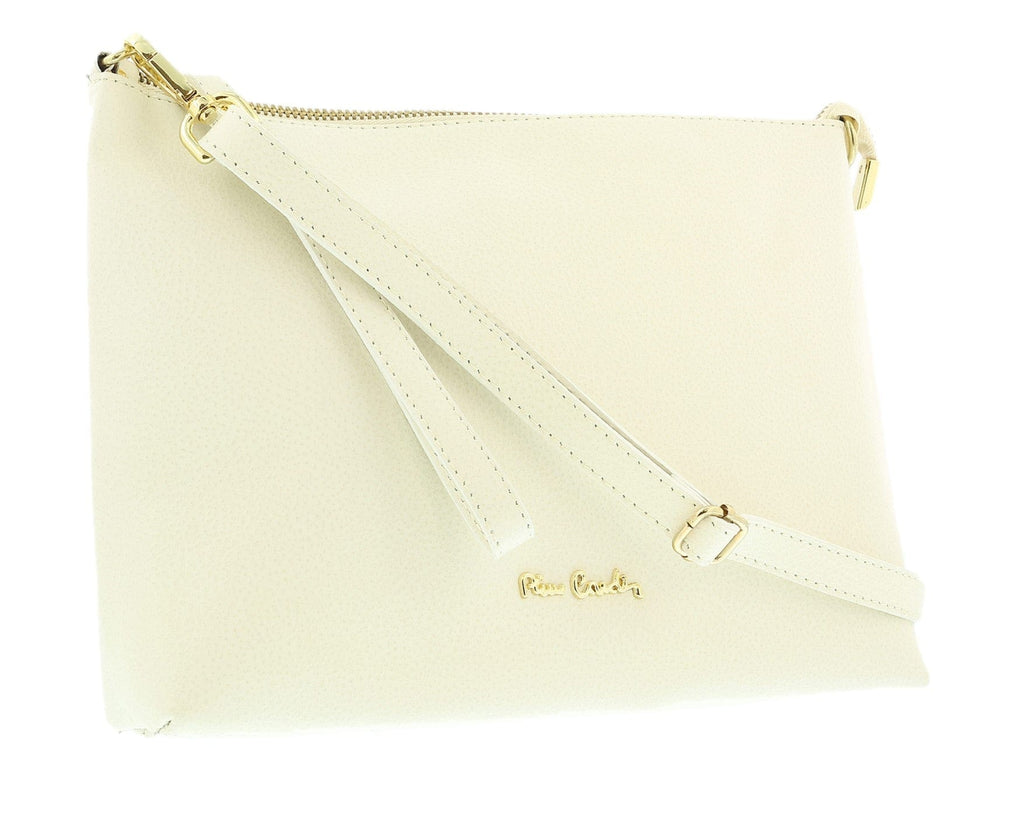Pierre Cardin Cream Leather Simple Everyday Small Clutch Crossbody Pouch