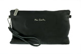 Pierre Cardin Black Leather Small Slouchy Fashion Pouch Clutch