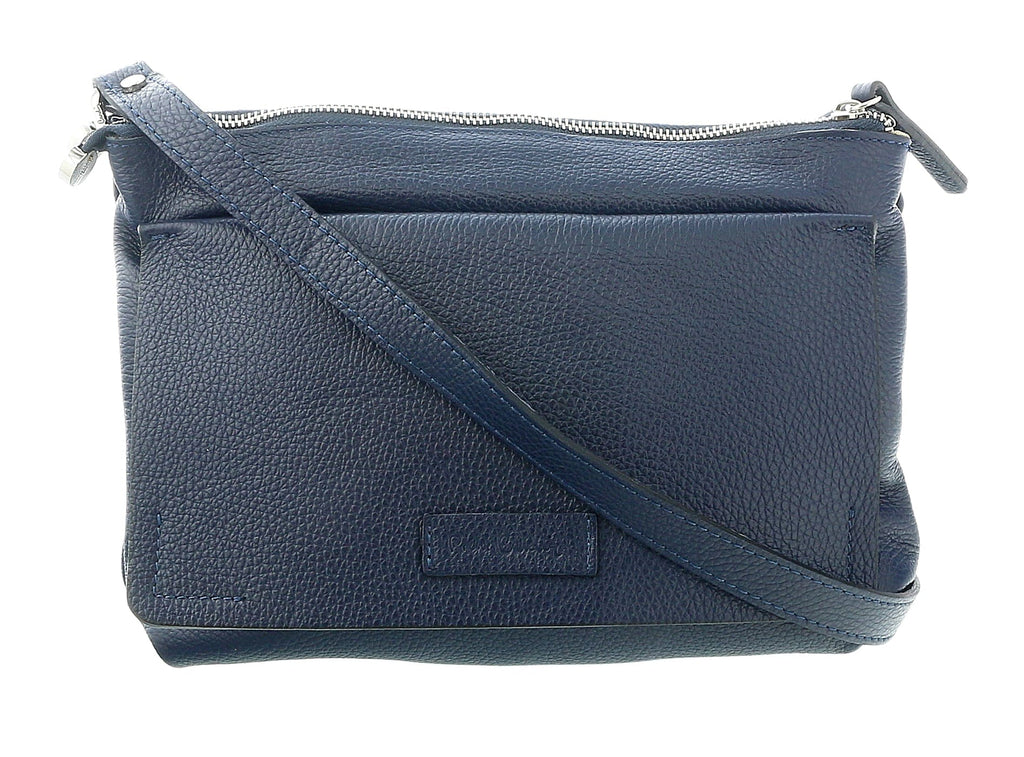 Pierre Cardin Navy Blue Leather Medium Suede Shoulder Bag