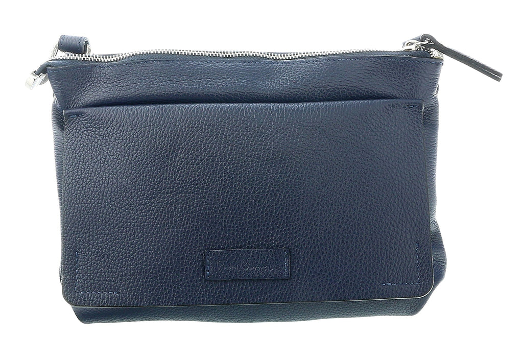 Pierre Cardin Navy Blue Leather Medium Suede Shoulder Bag
