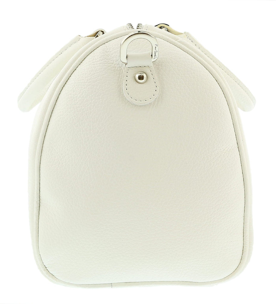 Pierre Cardin White Leather Star Studded Medium Fashion Satchel Bag