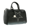 Pierre Cardin Black Leather Star Studded Medium Fashion Satchel Bag