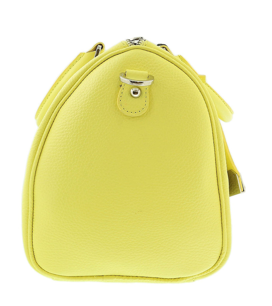 Pierre Cardin Bright Yellow Leather Star Studded Medium Fashion Satchel Bag