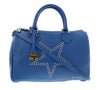 Pierre Cardin Soft Blue Leather Star Studded Medium Fashion Satchel Bag