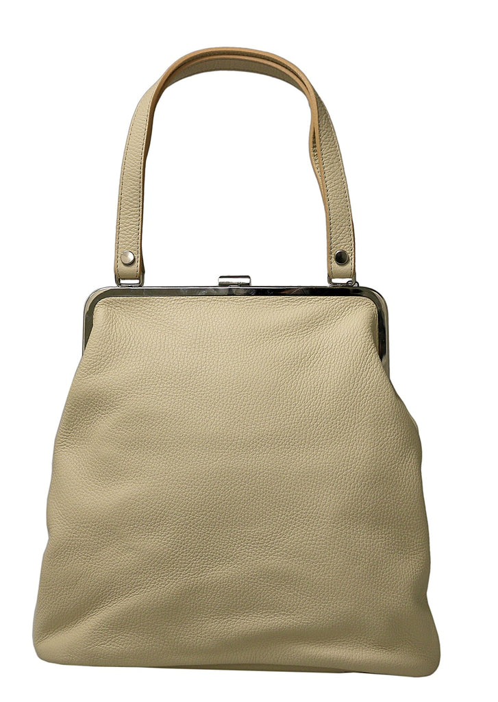 Pierre Cardin Cream Leather Medium Vintage Shoulder Bag