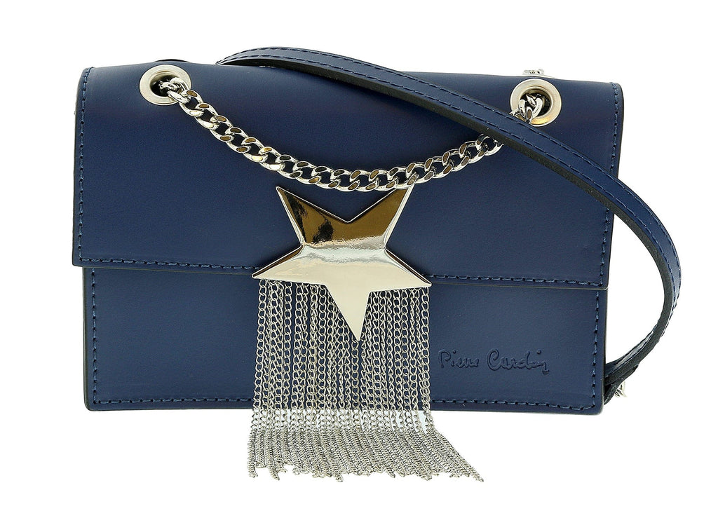 Pierre Cardin Small Light Blue Leather Structured Star Shoulder Bag