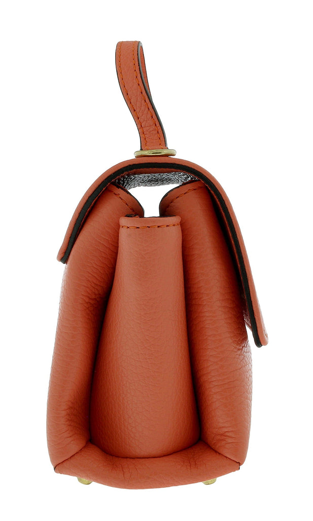 Pierre Cardin Peach Leather Small Soft Square Crossbody Bag