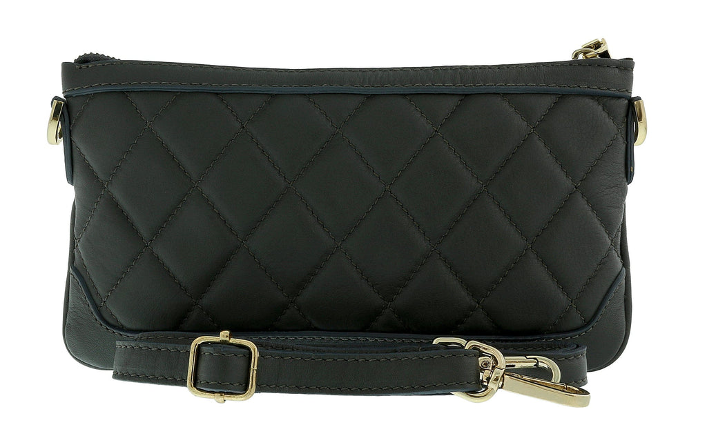 Pierre Cardin ;ight Grey Leather Quilted Crossbody Bag