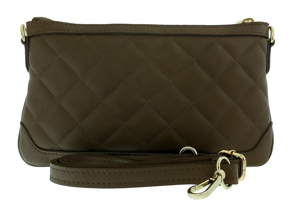 Pierre Cardin Dark Taupe Leather Quilted Crossbody Bag