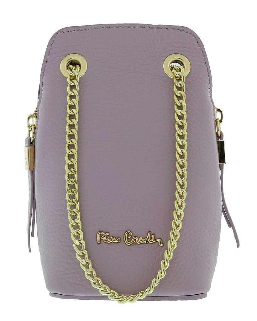 Pierre Cardin Lilac Leather Curved Structured Chain Crossbody Bag