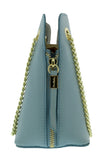 Pierre Cardin Light Blue Leather Curved Structured Chain Crossbody Bag