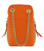 Pierre Cardin Orange Leather Curved Structured Chain Crossbody Bag