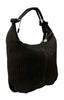 Pierre Cardin Black Leather Large Hobo Relaxed Suede Shoulder Bag